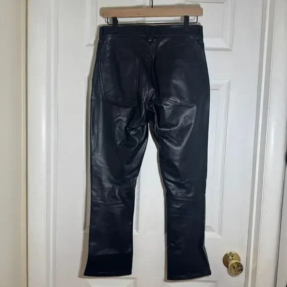 Veronica Beard Beverly Vegan Leather Skinny-Flare Black Pant Size 28 - Picture 5 of 13